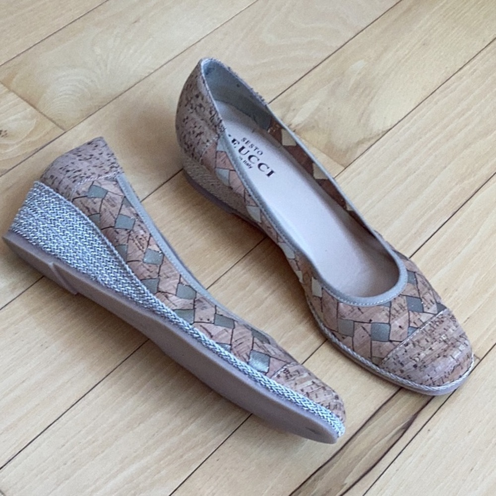 Sesto Meucci made in Italy Mabyn Cork Patterned Wedges. Women’s size 9